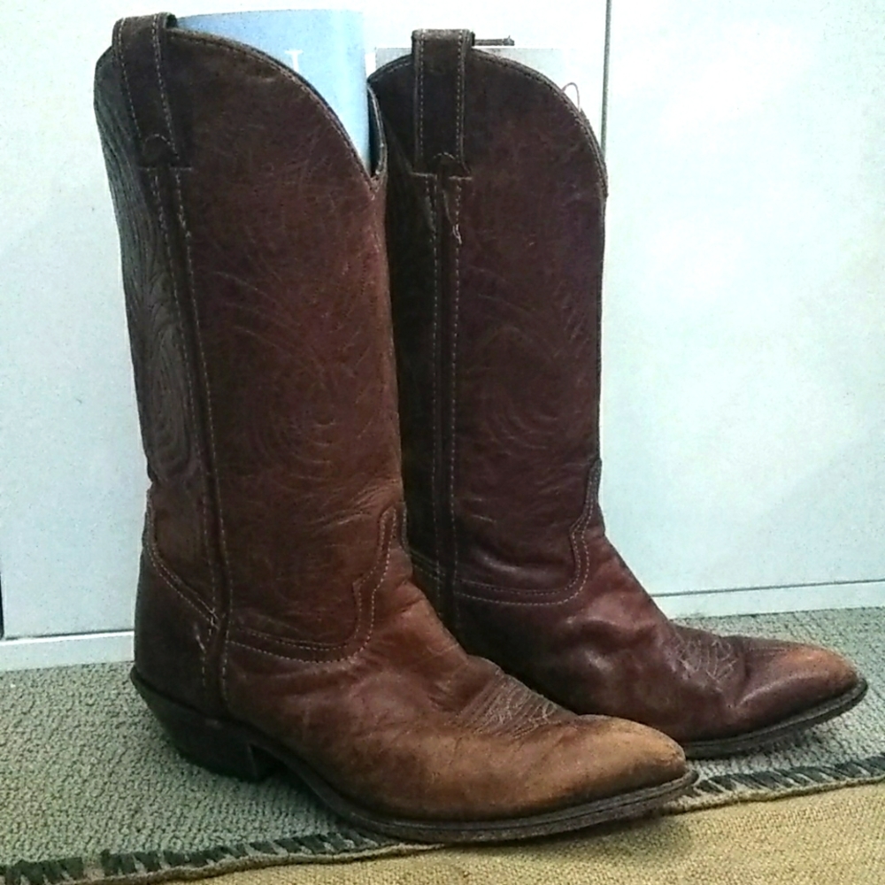 🌟 Vtg brown leather cowgirl boots 7M